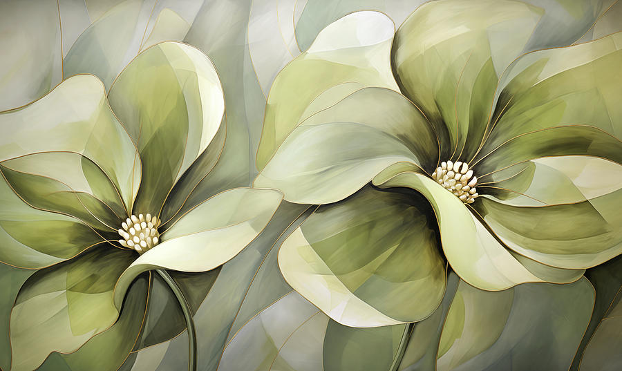 Olive and Gold Painting by Jacky Gerritsen