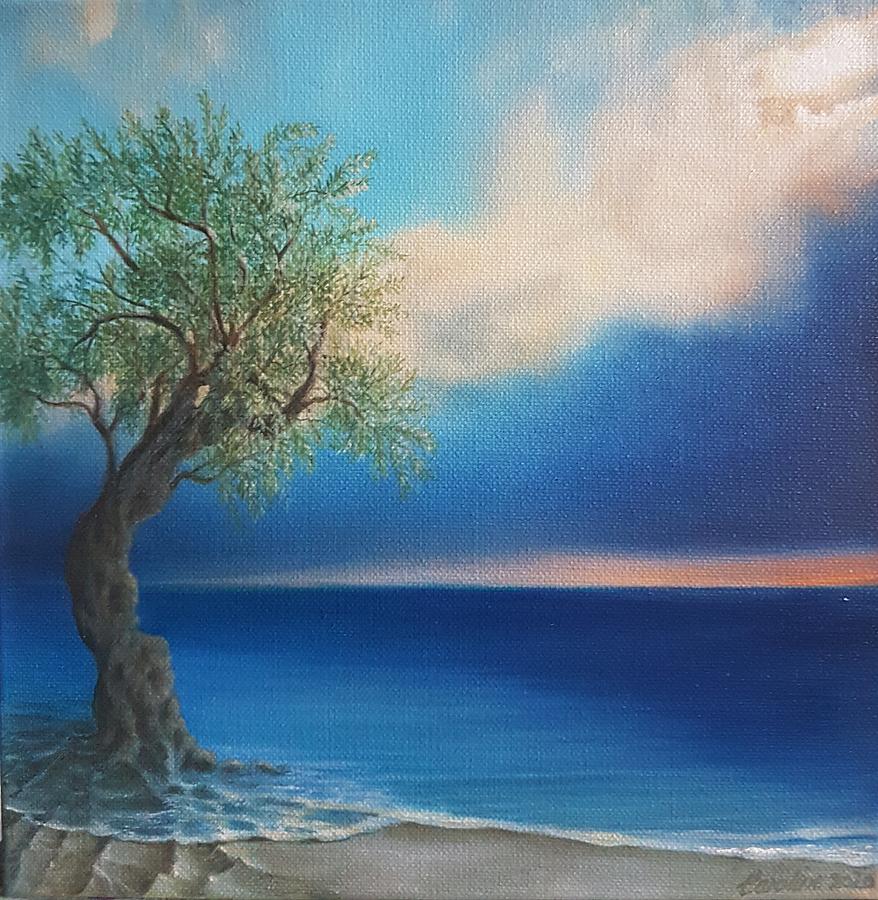 Olive and Sea 2 Painting by Caroline Philp