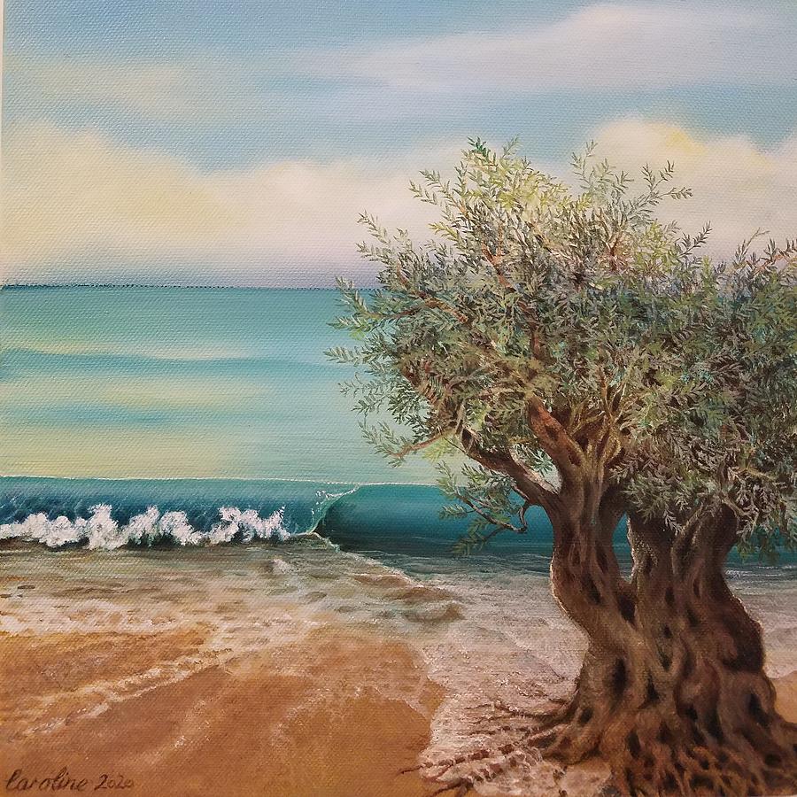 Olive and Sea 3 Painting by Caroline Philp