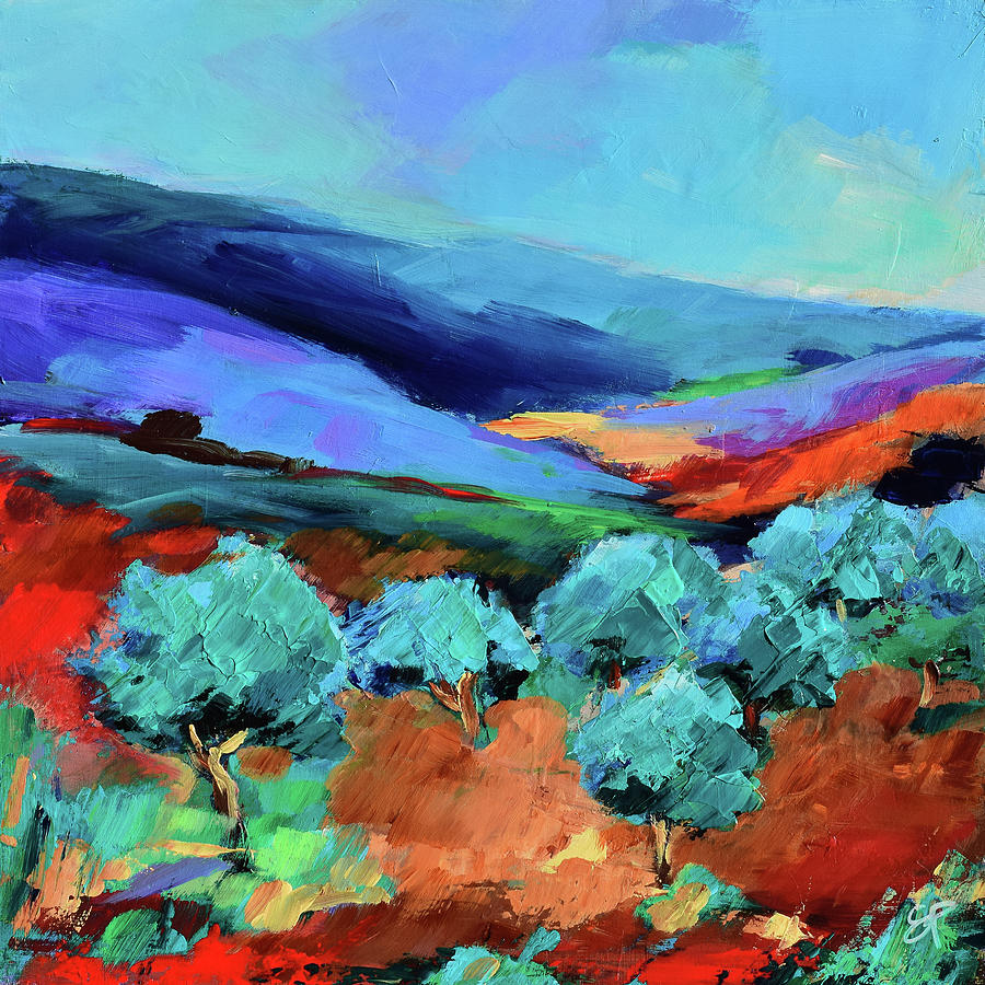Olive grove on the hill Painting by Elise Palmigiani