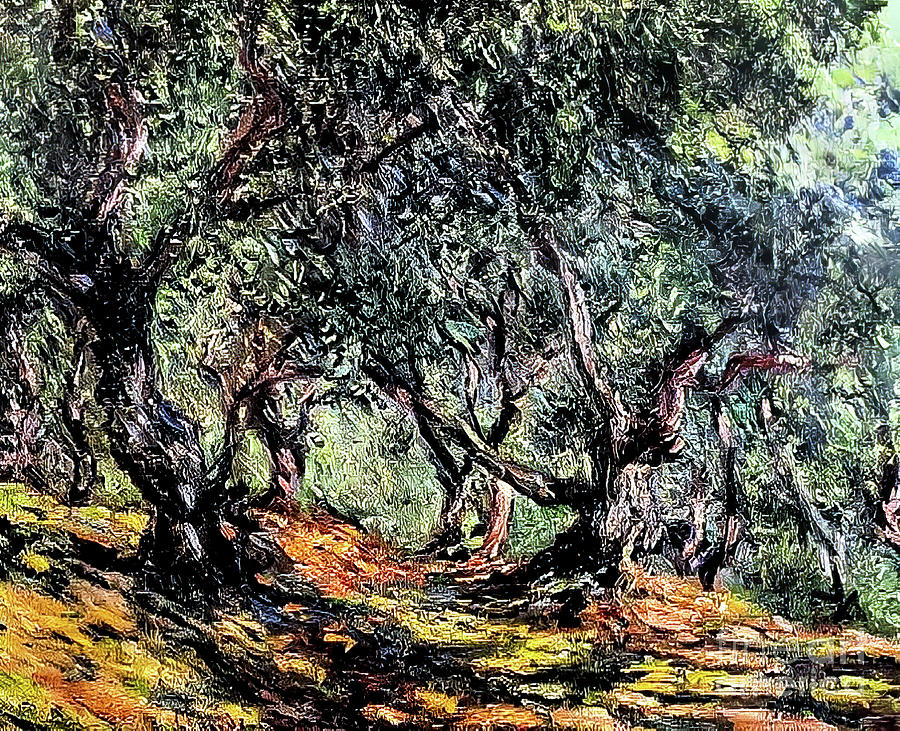 Olive Trees in Bordigher by Claude Monet 1884 Painting by Claude Monet