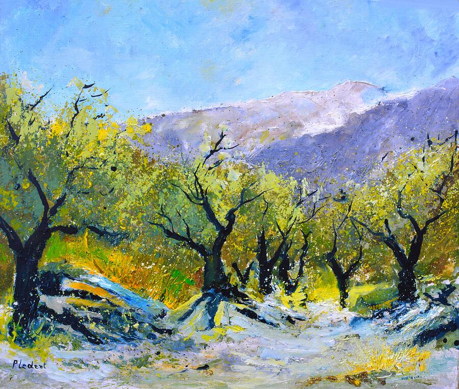 Olive trees in Provence  Painting by Pol Ledent