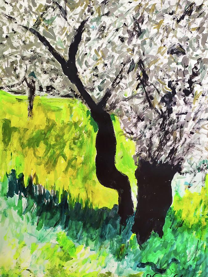 Olive Trees in Spring Painting by Esther Newman-Cohen