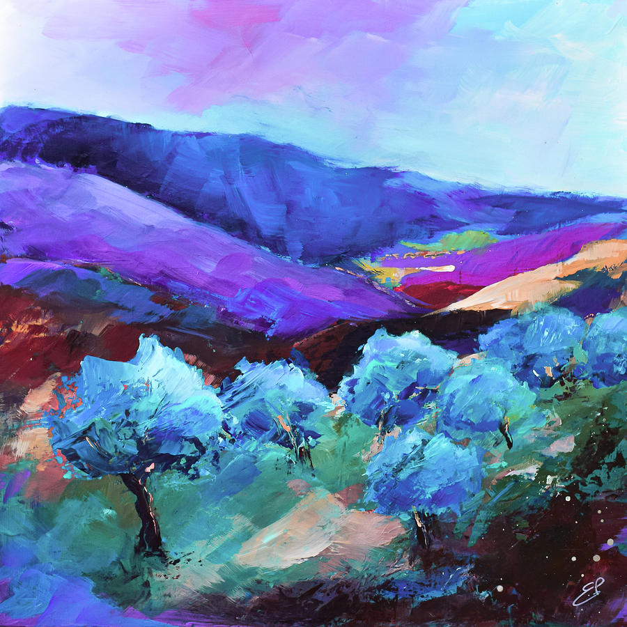 La colline aux oliviers Painting by Elise Palmigiani