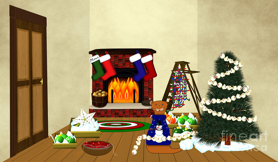 Oliver Decorates for Christmas Digital Art by Oliver The Otter
