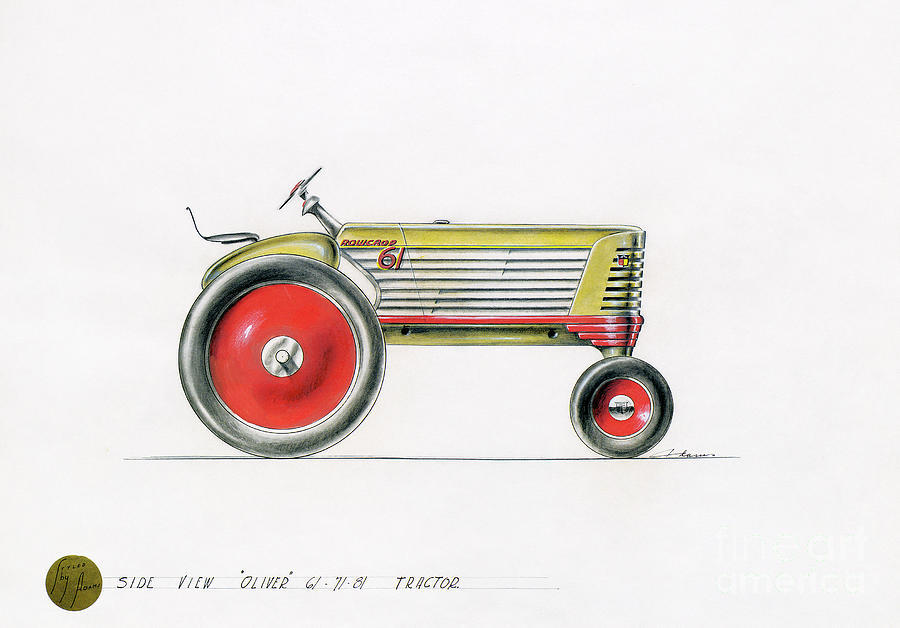 OLIVER ROW TRACTOR, c1944 Drawing by Henry Wilbur Adams