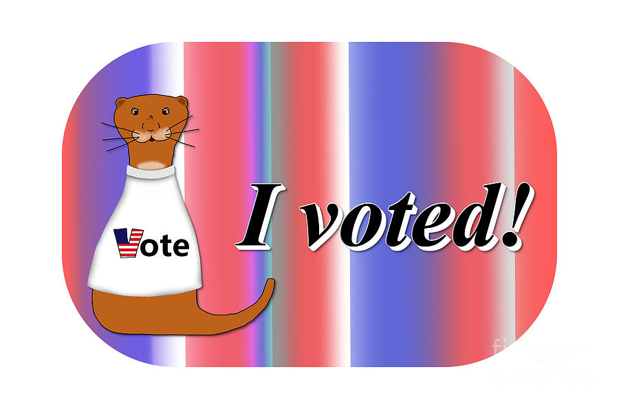 Oliver The Otter I Voted Sticker on Background Photograph by Colleen Cornelius