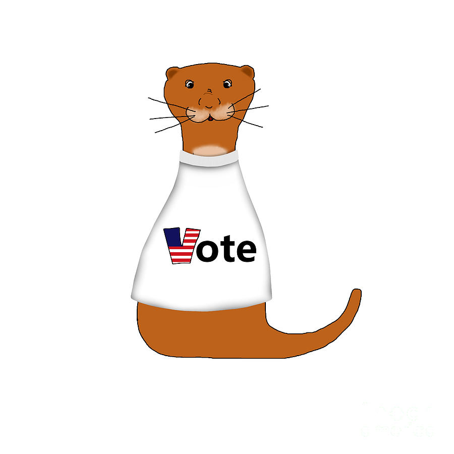 Oliver The Otter Says Vote Digital Art by Colleen Cornelius