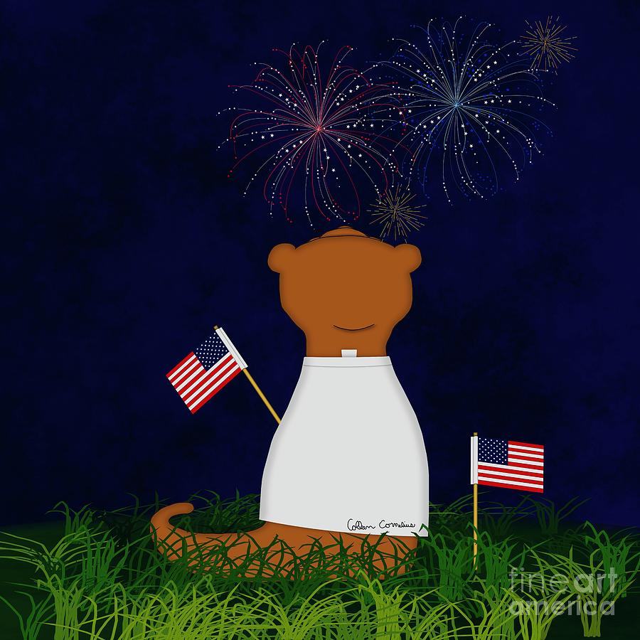 Oliver The Otter Watching Fireworks Digital Art by Oliver The Otter