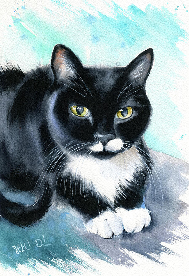 Oliver Tuxedo Cat Painting  Painting by Dora Hathazi Mendes