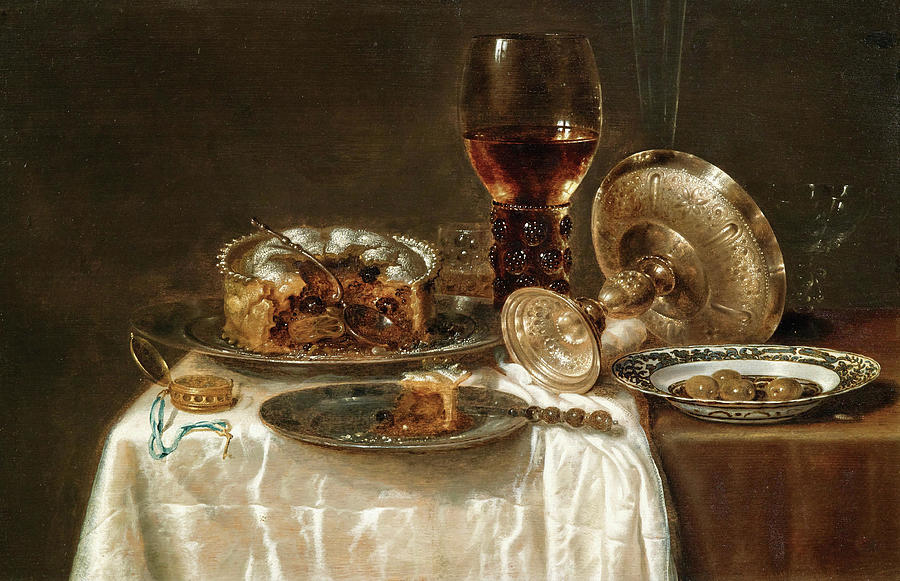 Olives in a Blue and White Porcelain Bowl Painting by Willem Claeszoon Heda