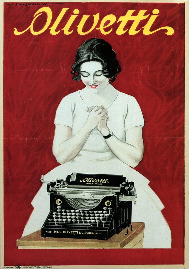 Olivetti Typewriters - Art Nouveau - Vintage Advertising Poster - Marcello Duovich Digital Art by Studio Grafiikka