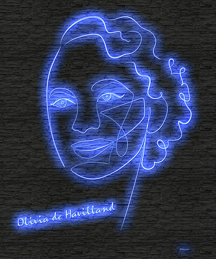 Olivia de Havilland neon portrait Digital Art by Movie World Posters