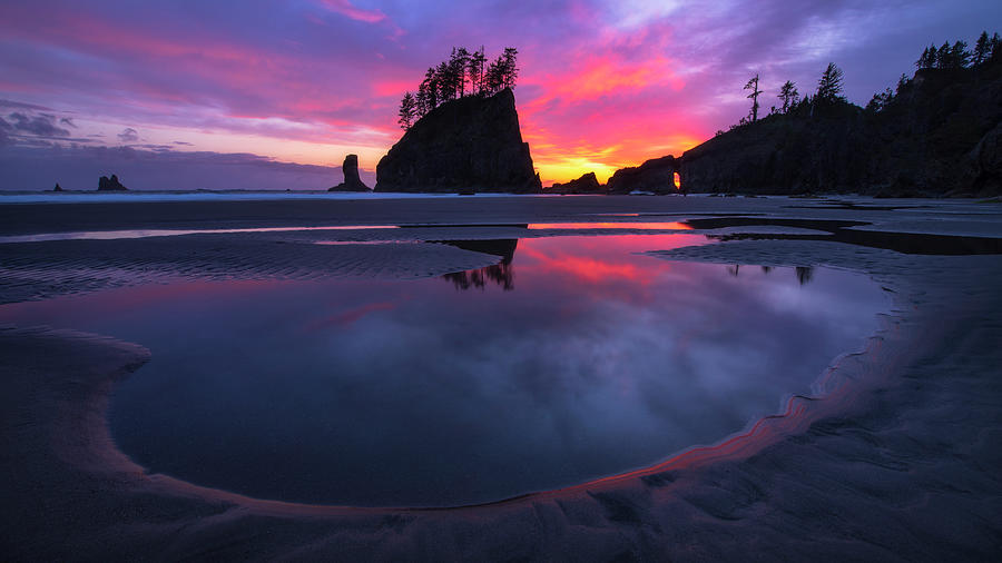 National Parks Photograph - Olympic Coast Sunset Seastacks by Joseph Rossbach