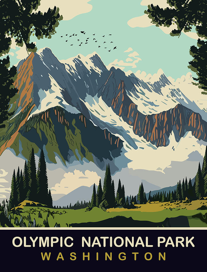 Mountain Digital Art - Olympic National Park by Long Shot