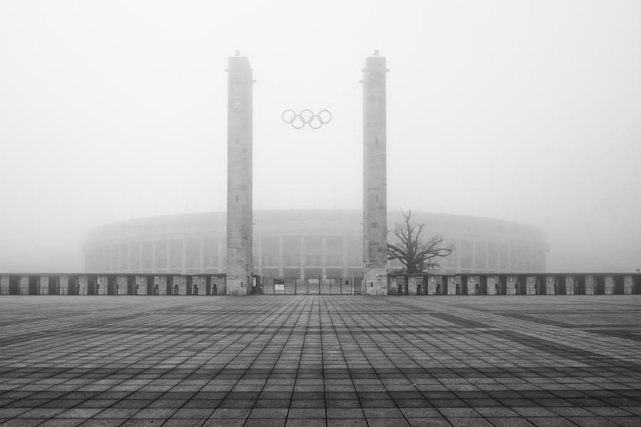 Olympic Stadium Berlin in the fog Photograph by Bernd Schunack
