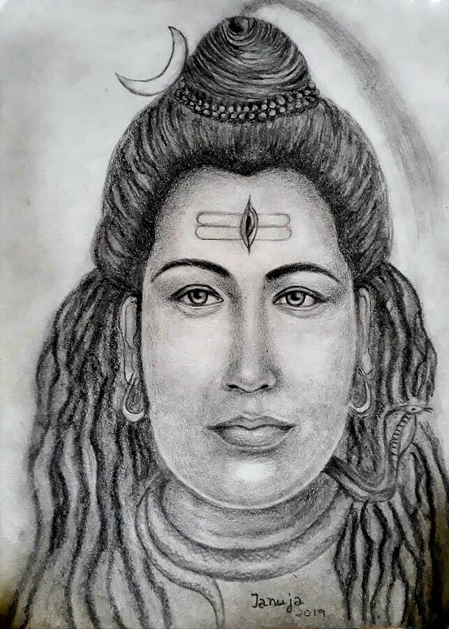 Lord Shiva black and white calligraphic drawing to Maha Shivarat | Stock  vector | Colourbox