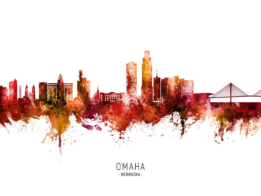 Omaha Nebraska Skyline #22 Digital Art by Michael Tompsett