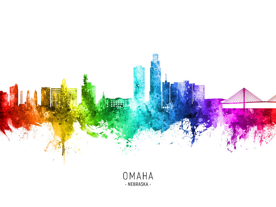 Omaha Nebraska Skyline #46 Digital Art by Michael Tompsett