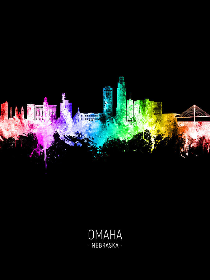 Omaha Nebraska Skyline #55 Digital Art by Michael Tompsett