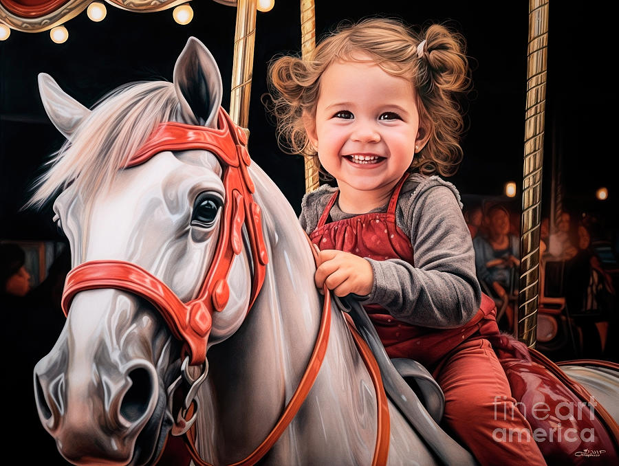 On a Carousel Horse Digital Art by Jutta Maria Pusl