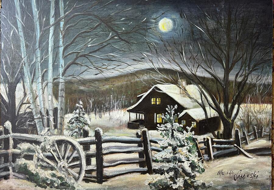 On A Quiet Winter Night Painting