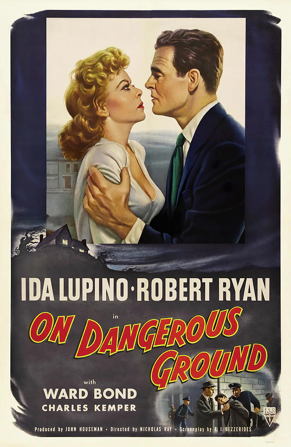 Robert Ryan Mixed Media - On Dangerous Ground, with Ida Lupino and Robert Ryan, 1952 by Movie World Posters