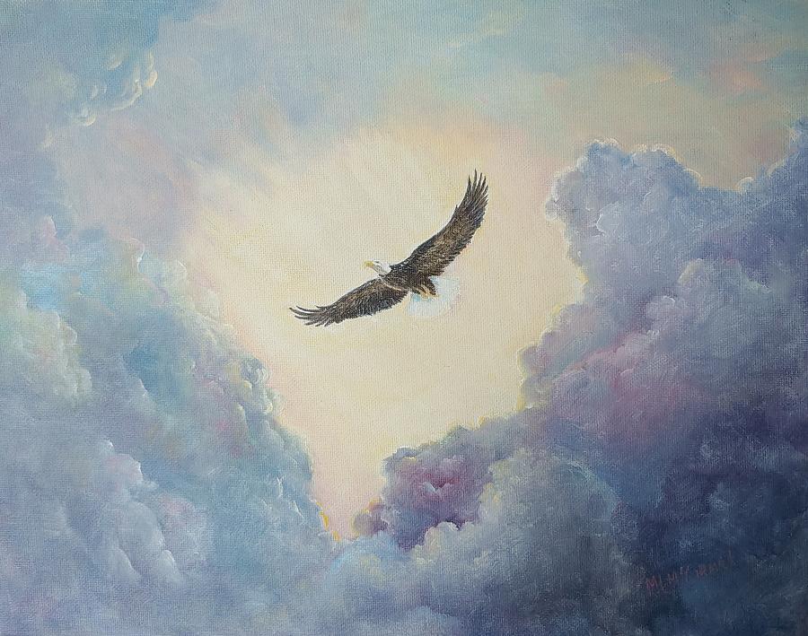 On Eagles Wings Painting by ML McCormick
