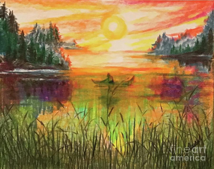 Tree Painting - On Golden Pond Sequel  by Laurel Adams