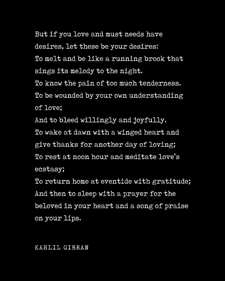 On Love - Kahlil Gibran Poem - Literature - Typewriter Print - Black ...