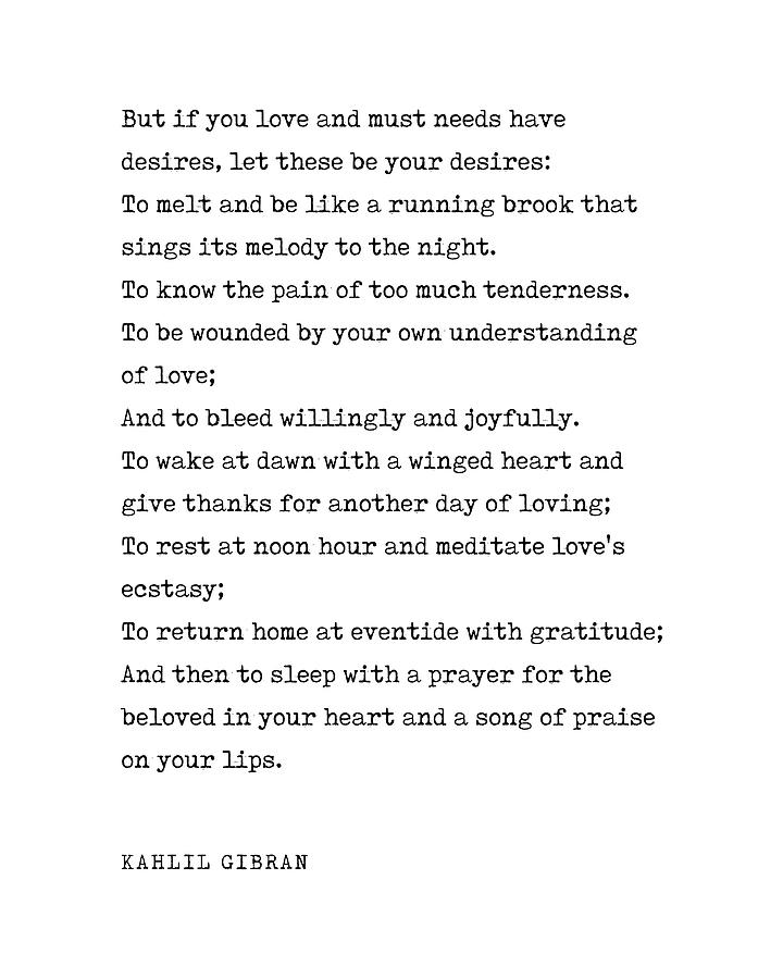 Typography Digital Art - On Love - Kahlil Gibran Poem - Literature - Typewriter Print by Studio Grafiikka