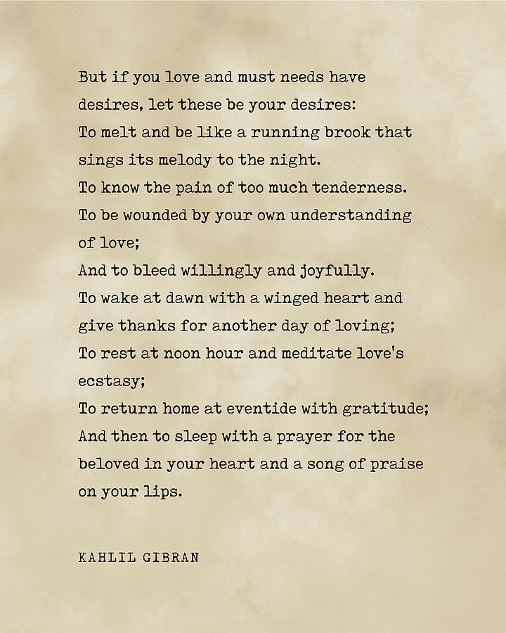 On Love - Kahlil Gibran Poem - Literature - Typewriter Print - Vintage Digital Art