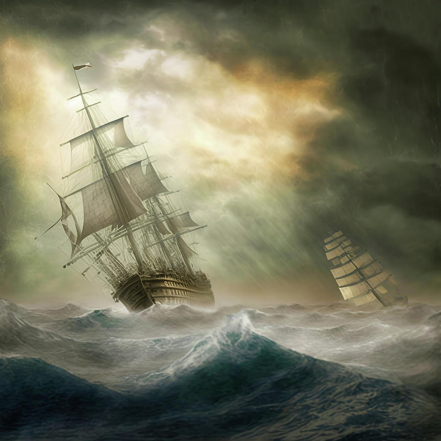 On Rough Seas Digital Art by Robert Knight