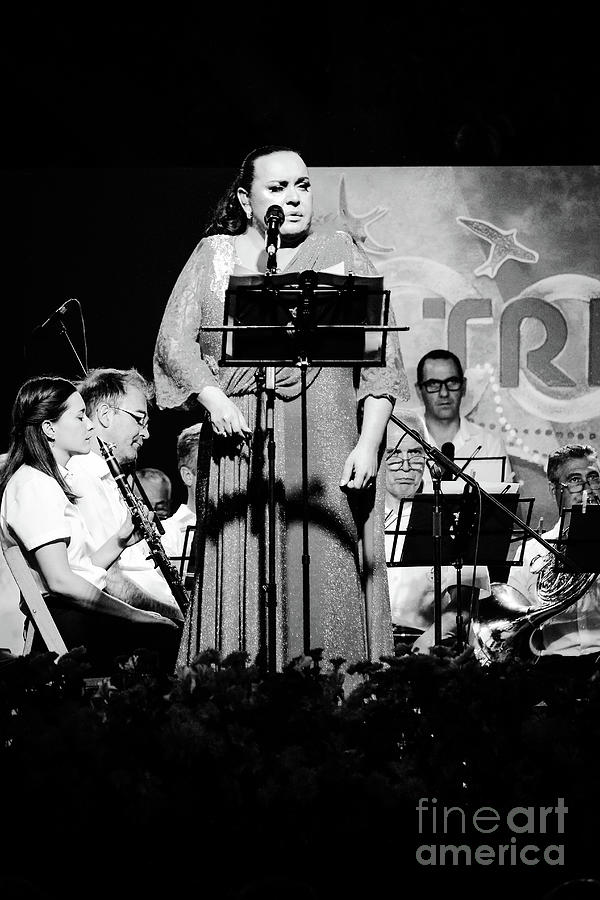 On Stage Open Air Music Triana Black And White Vertical Photograph