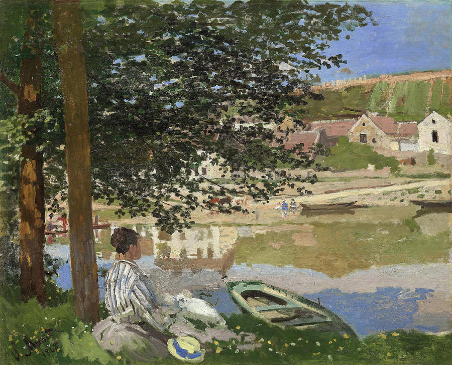On the Bank of the Seine, Bennecourt. Claude Monet, French, 1840-1926. Painting by Claude Monet
