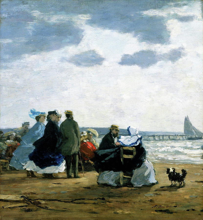 On The Beach Painting - On The Beach, Dieppe - Digital Remastered Edition by Eugene Louis Boudin On The Beach Painting - On The Beach, Dieppe - Digital Remastered Edition by Eugene Louis Boudin