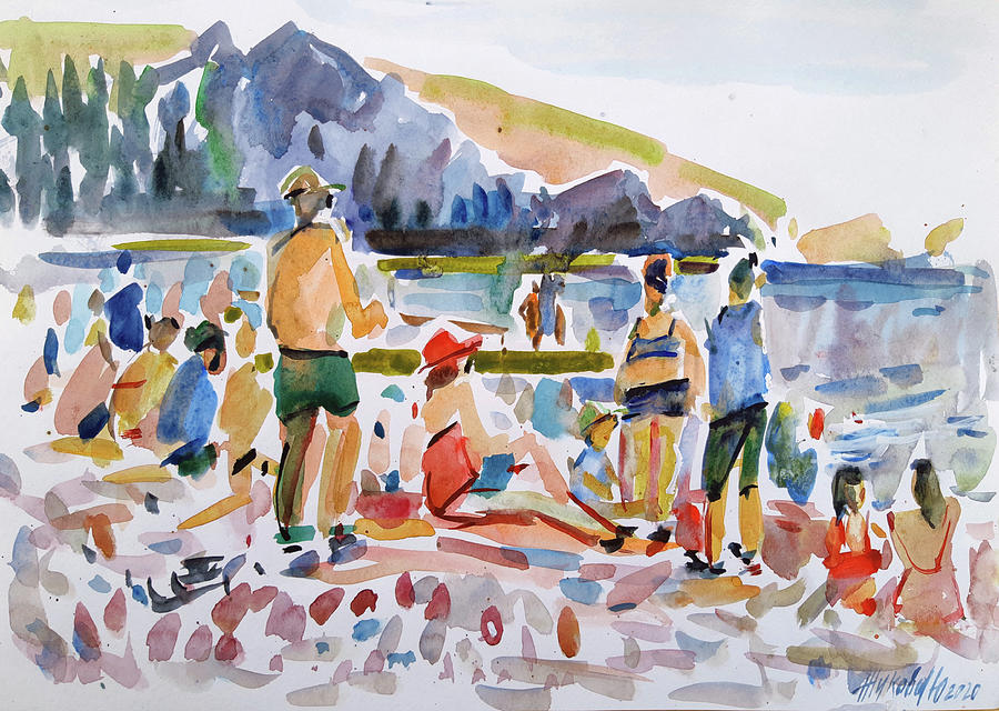 On the beach Painting by Juliya Zhukova