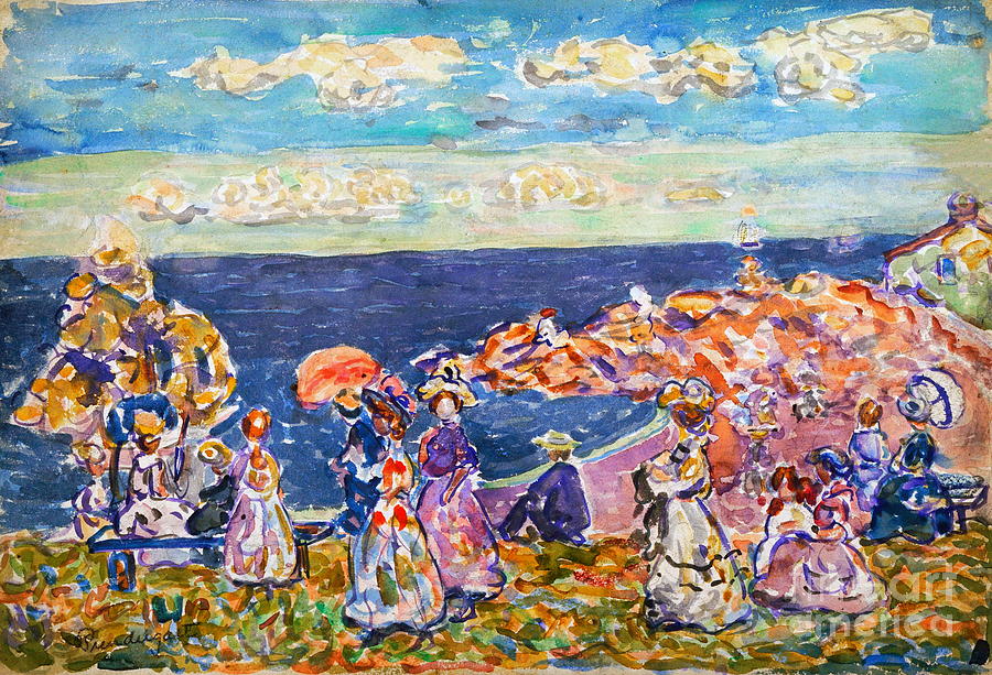 Maurice Prendergast Painting - On the Beach by Maurice Prendergast
