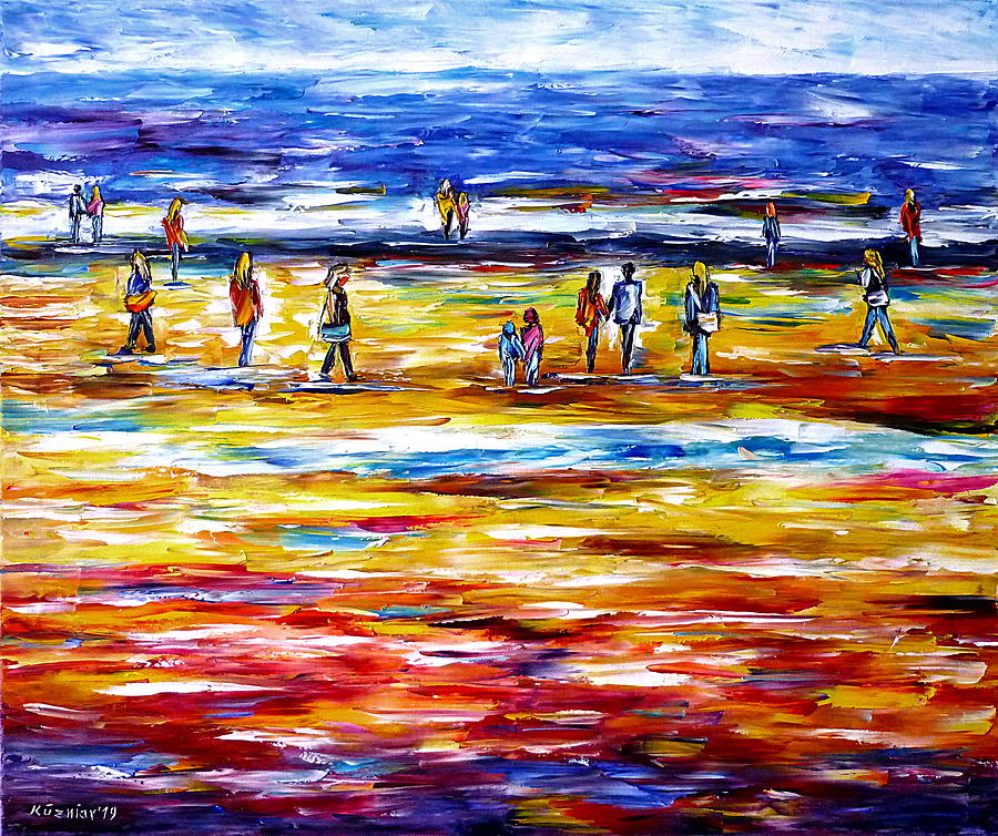 On The Beach Painting by Mirek Kuzniar