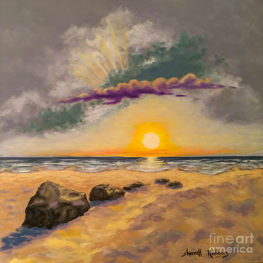 On the Beach Painting by Sherrell Rodgers