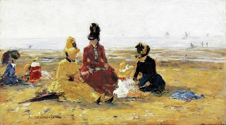 On The Beach Painting - On The Beach, Trouville - Digital Remastered Edition by Eugene Louis Boudin On The Beach Painting - On The Beach, Trouville - Digital Remastered Edition by Eugene Louis Boudin
