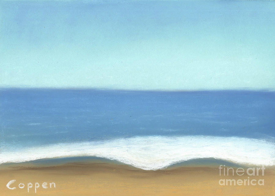 On the Beach, Watching the Waves Roll in Pastel by Robert Coppen
