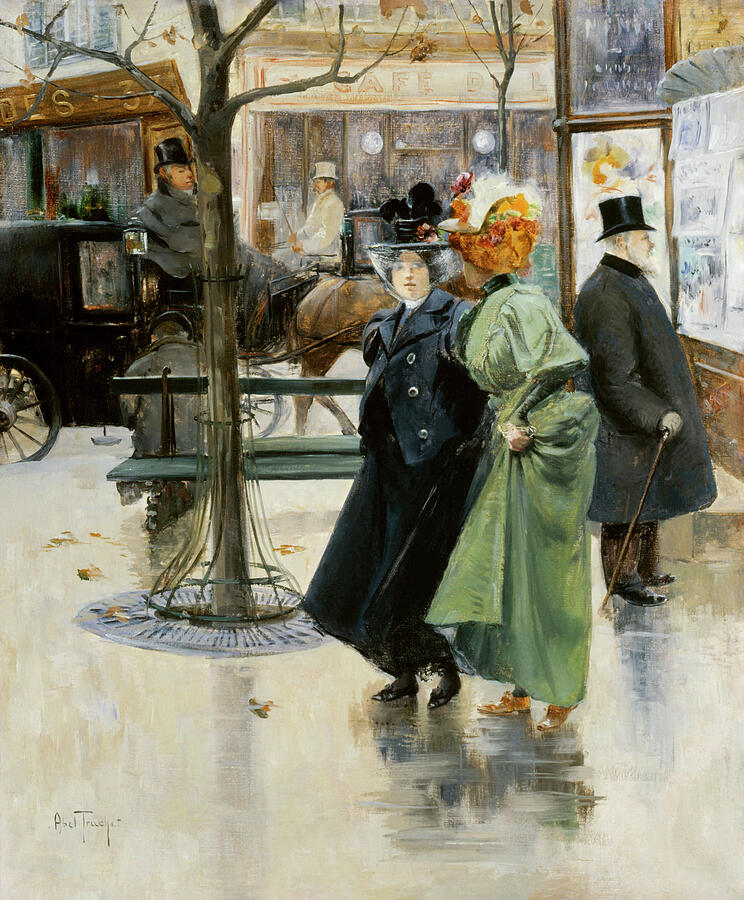 On The Boulevards By Louis Abel-truchet Painting