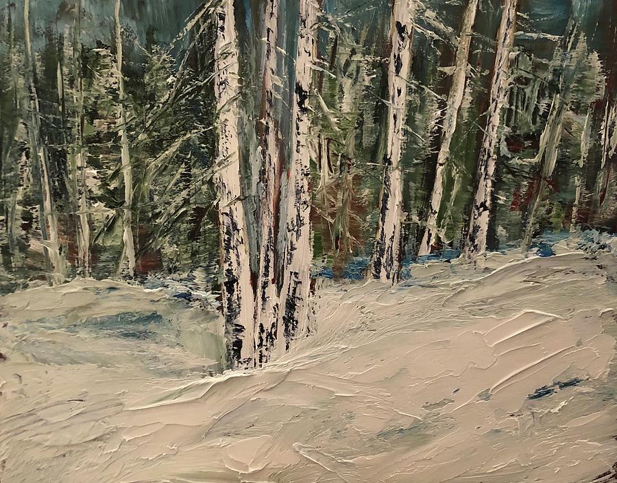 On the Edge of the Aspen Woods Painting by Desmond Raymond