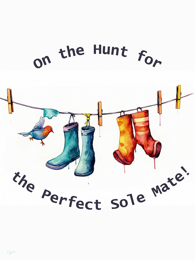 Laundry Painting - On the Hunt for the Perfect Sole Mate by Lourry Legarde