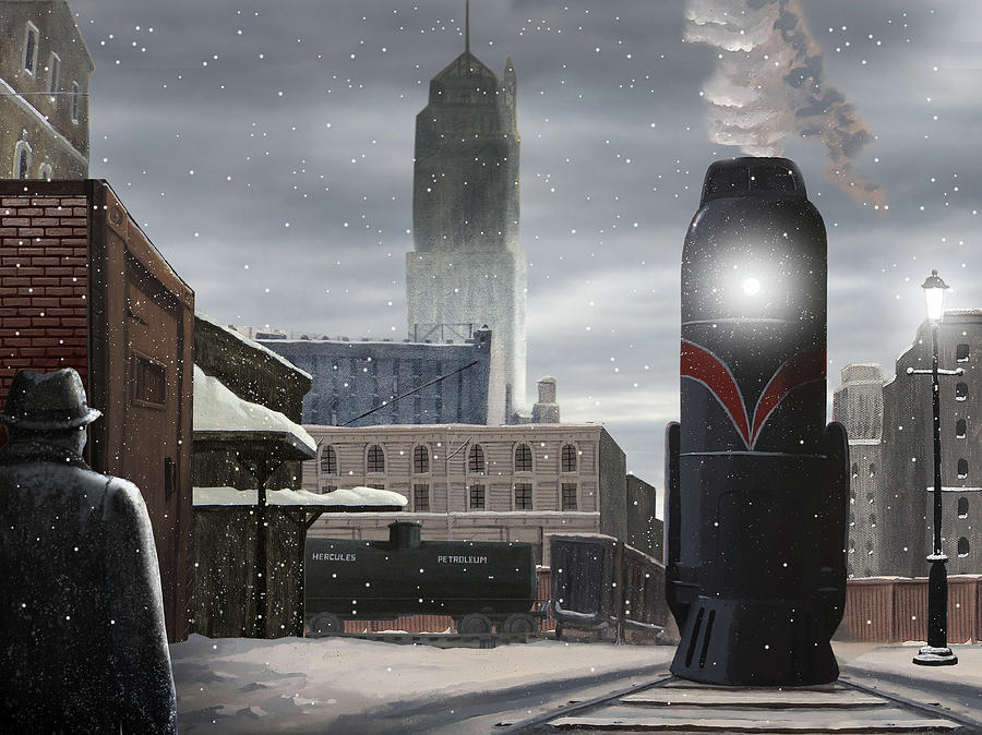 Winter Digital Art - On the Noir Train by Dave Rheaume