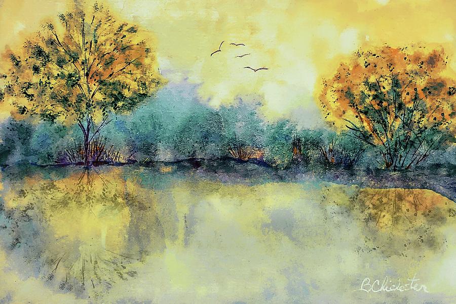 On The Ponds Golden Hour Painting by Barbara Chichester