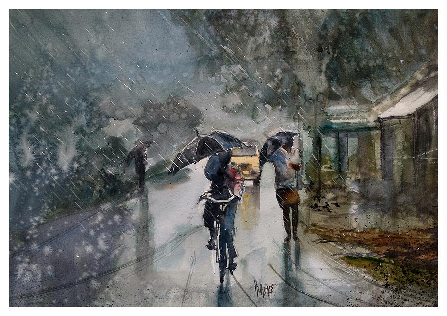 rain scenery painting