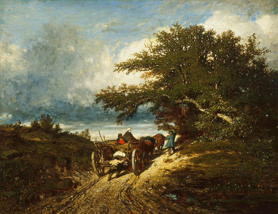 On the Road Painting by Jules Dupre