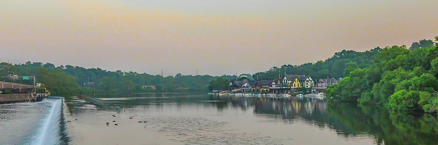 On the Schuylkill River at Boathouse Row - Panorama Photograph by Bill Cannon